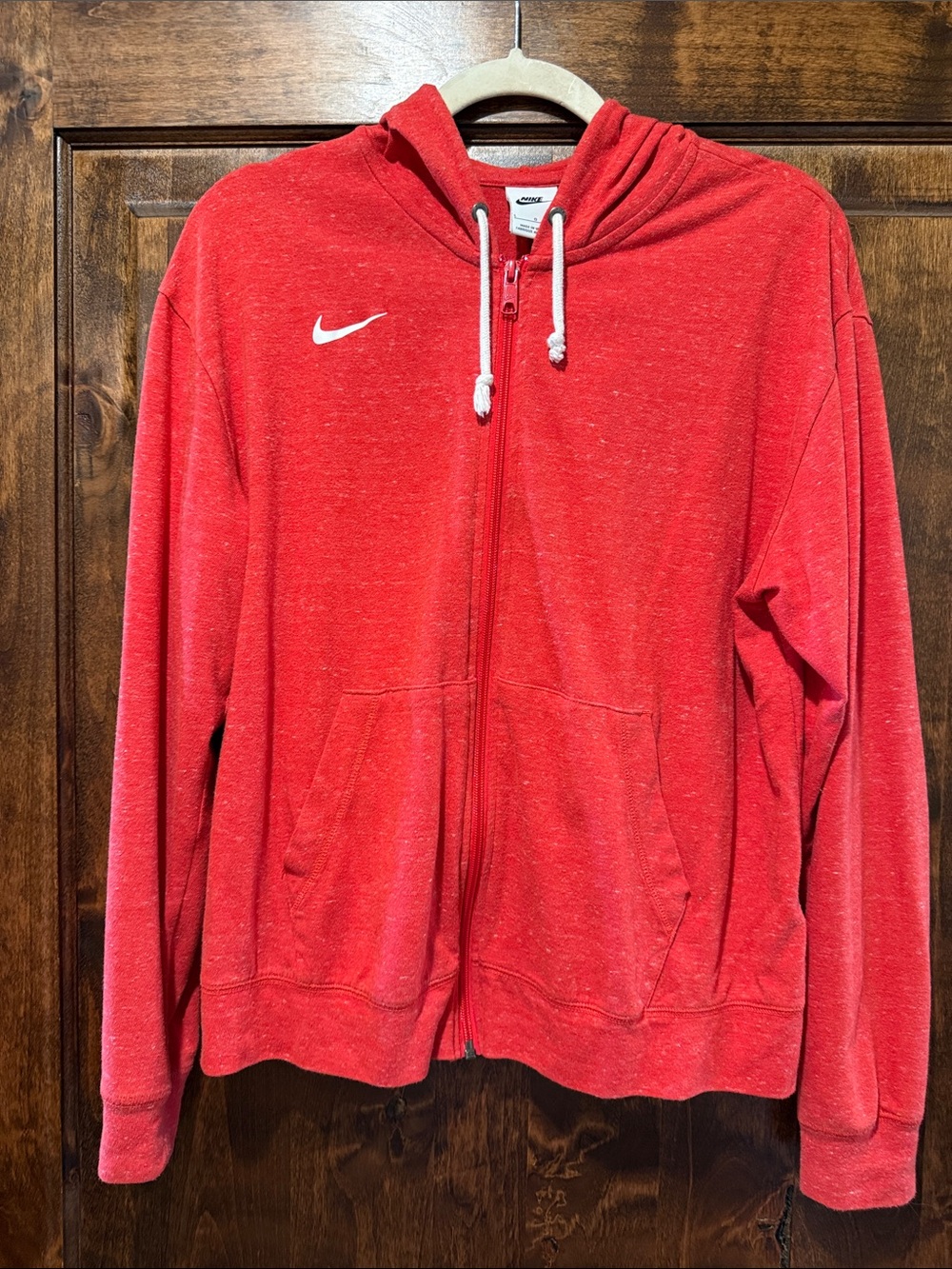 Nike Red Full-Zip Hooded Jacket with White Swoosh
